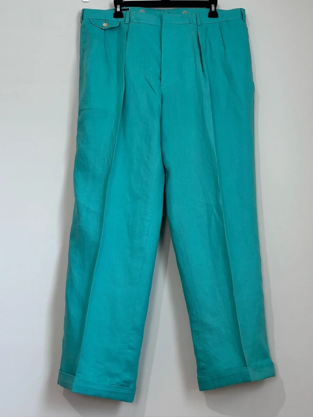 Vintage 90s POLO Ralph Lauren Linen Pleated Cuffed Slacks Resort Causal Men Pant